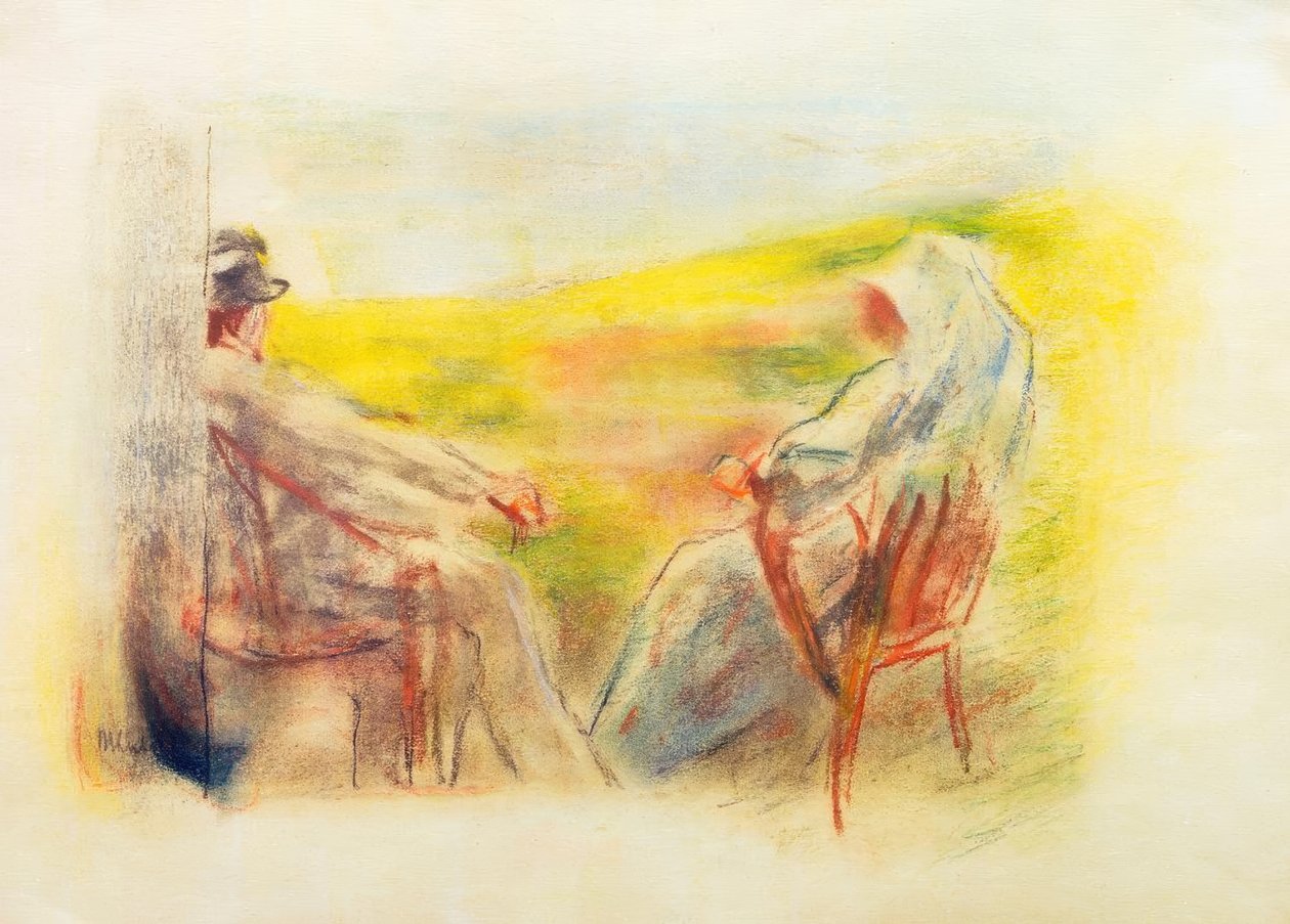 Dame et monsieur devant un paysage de dunes - Max Liebermann