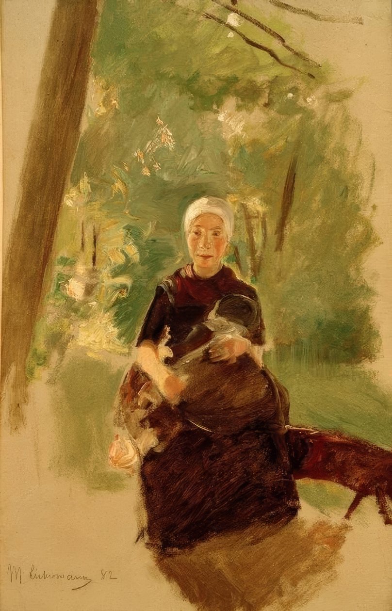 Jeune mère sous les arbres - Max Liebermann