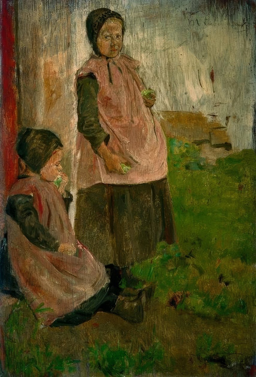 Deux filles mangeant des pommes - Max Liebermann