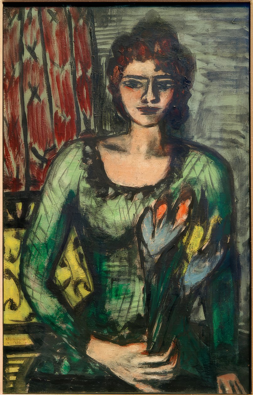 Portrait de Quappi en jumper vert - Max Beckmann