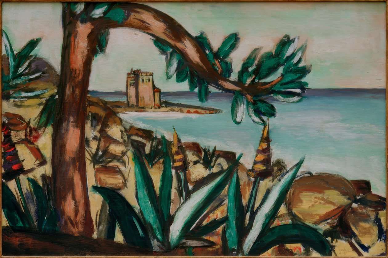 Paysage marin avec vieux château et agaves - Max Beckmann