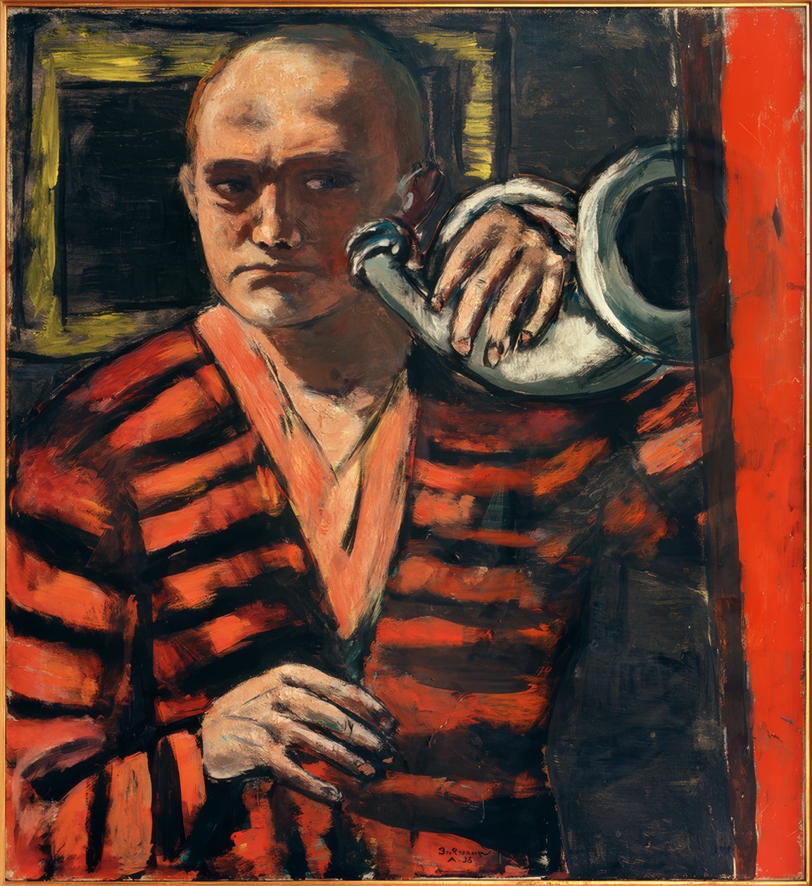 Autoportrait avec corne - Max Beckmann