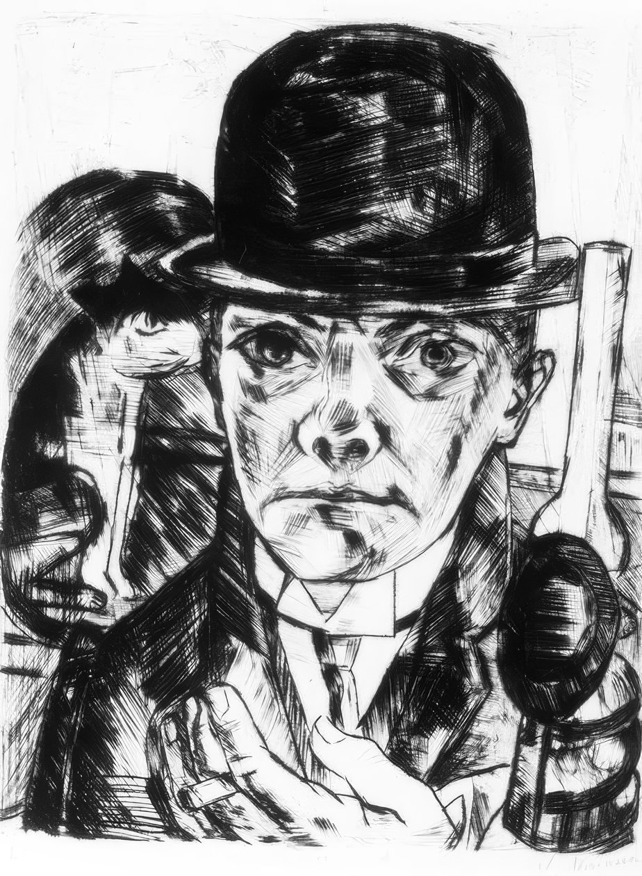 Autoportrait avec chapeau rigide - Max Beckmann
