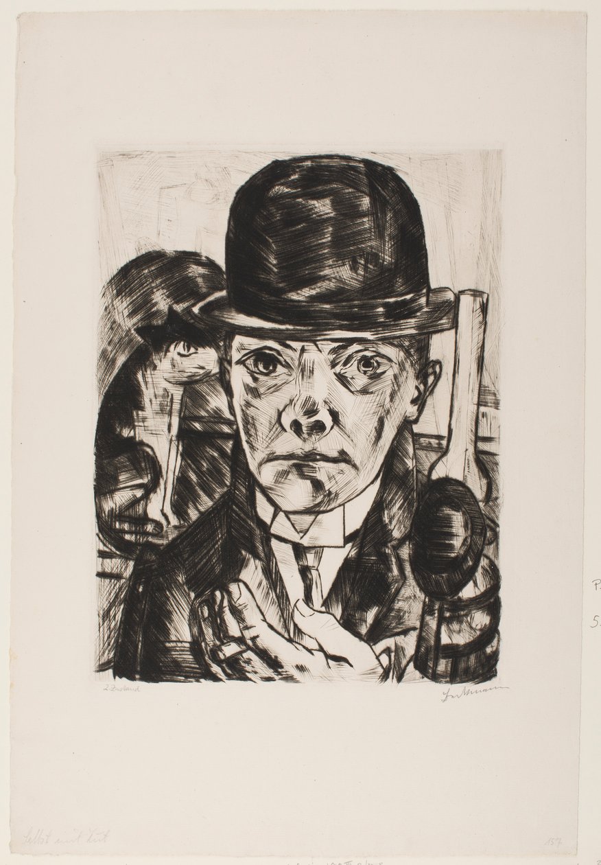Autoportrait au chapeau melon - Max Beckmann