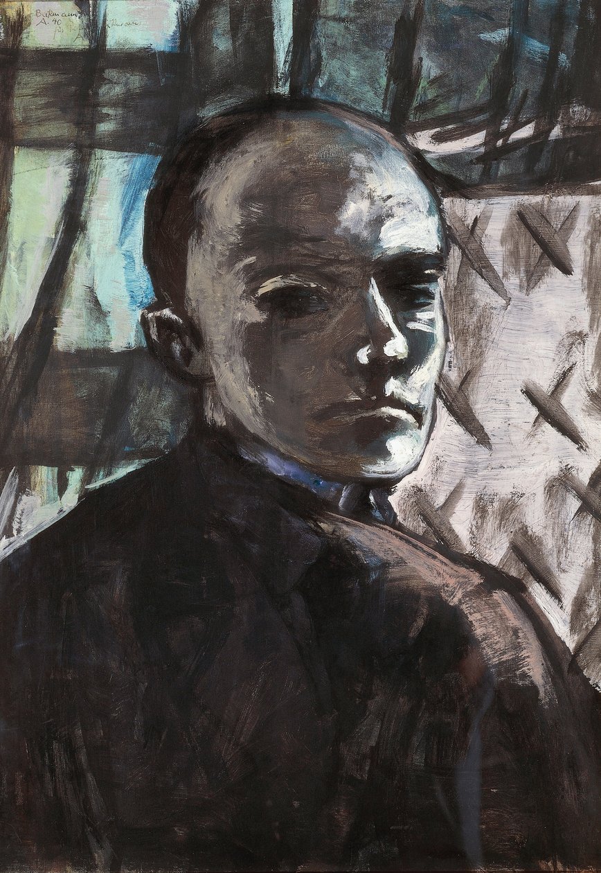 Autoportrait avec rideau vert - Max Beckmann