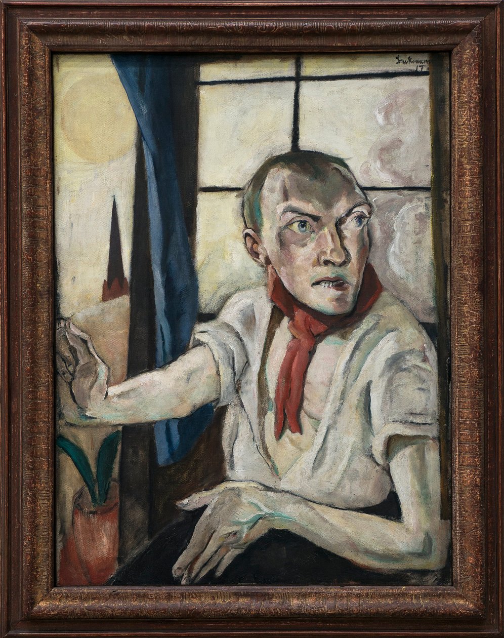 Autoportrait avec écharpe rouge - Max Beckmann