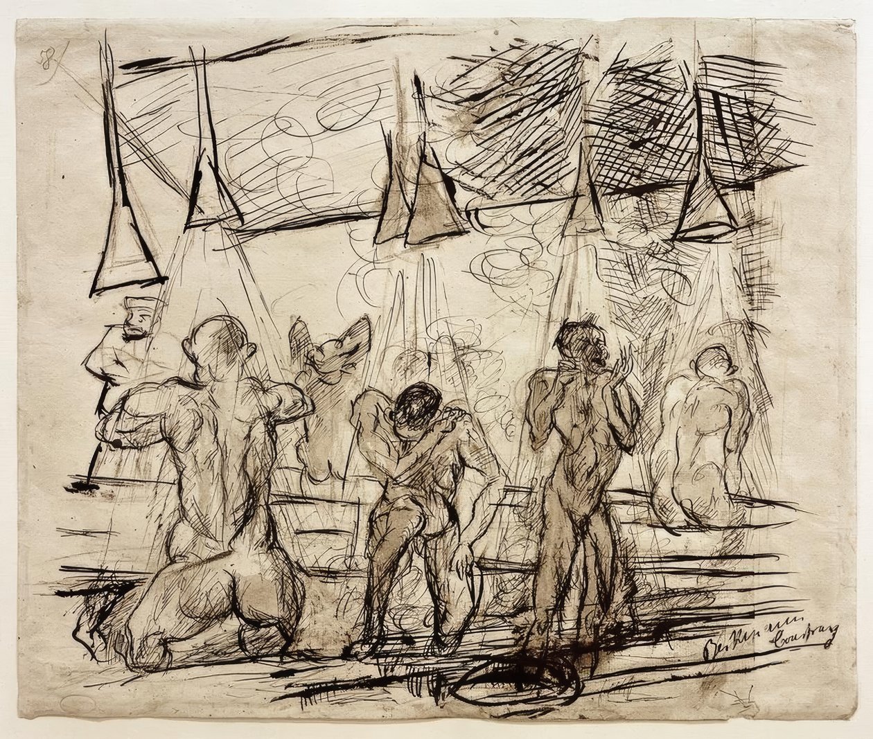 Bain de soldats – soldats sous la douche - Max Beckmann
