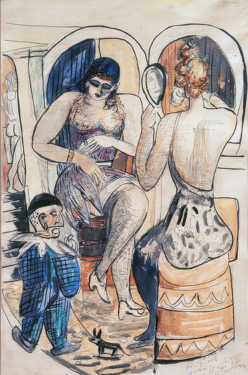 Deux danseuses (Fille avec nain bleu) - Max Beckmann