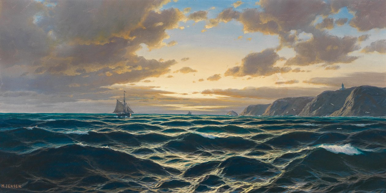 French : Marine, soleil couchant sur la côte - Max Jensen