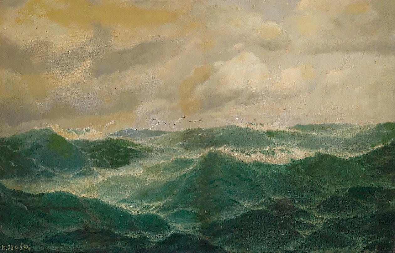 Mouettes au-dessus de la mer agitée - Max Jensen