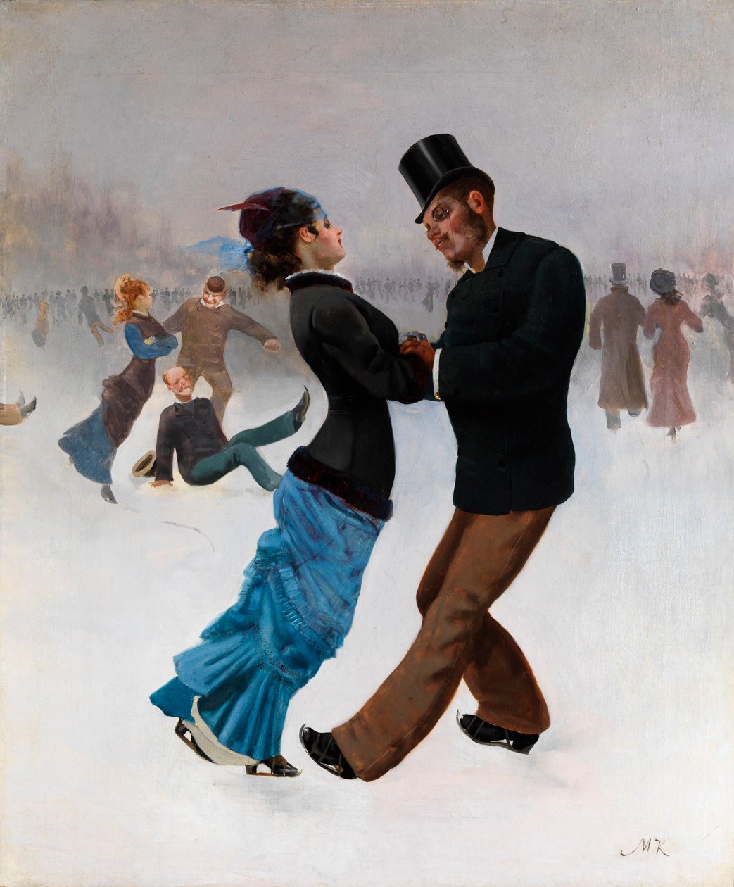 Patineurs sur glace, vers 1920 - Max Klinger