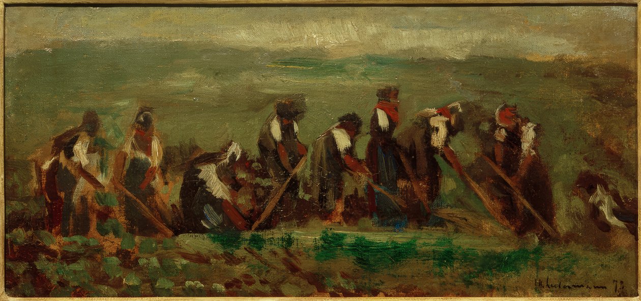 Travailleurs dans un champ de betteraves - Étude de composition - Max Liebermann