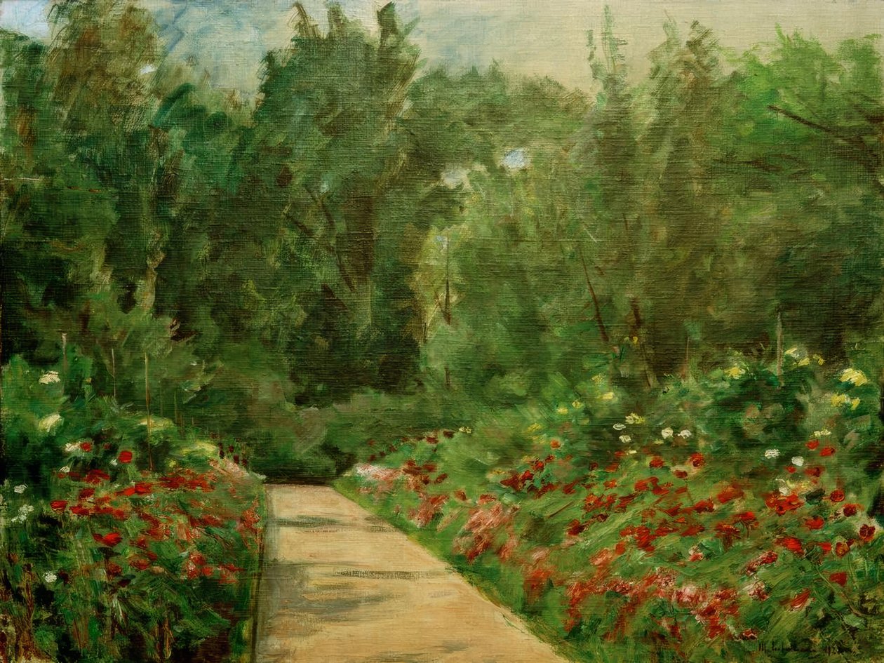 Parterres de jardin avec chemin et fleurs - Max Liebermann