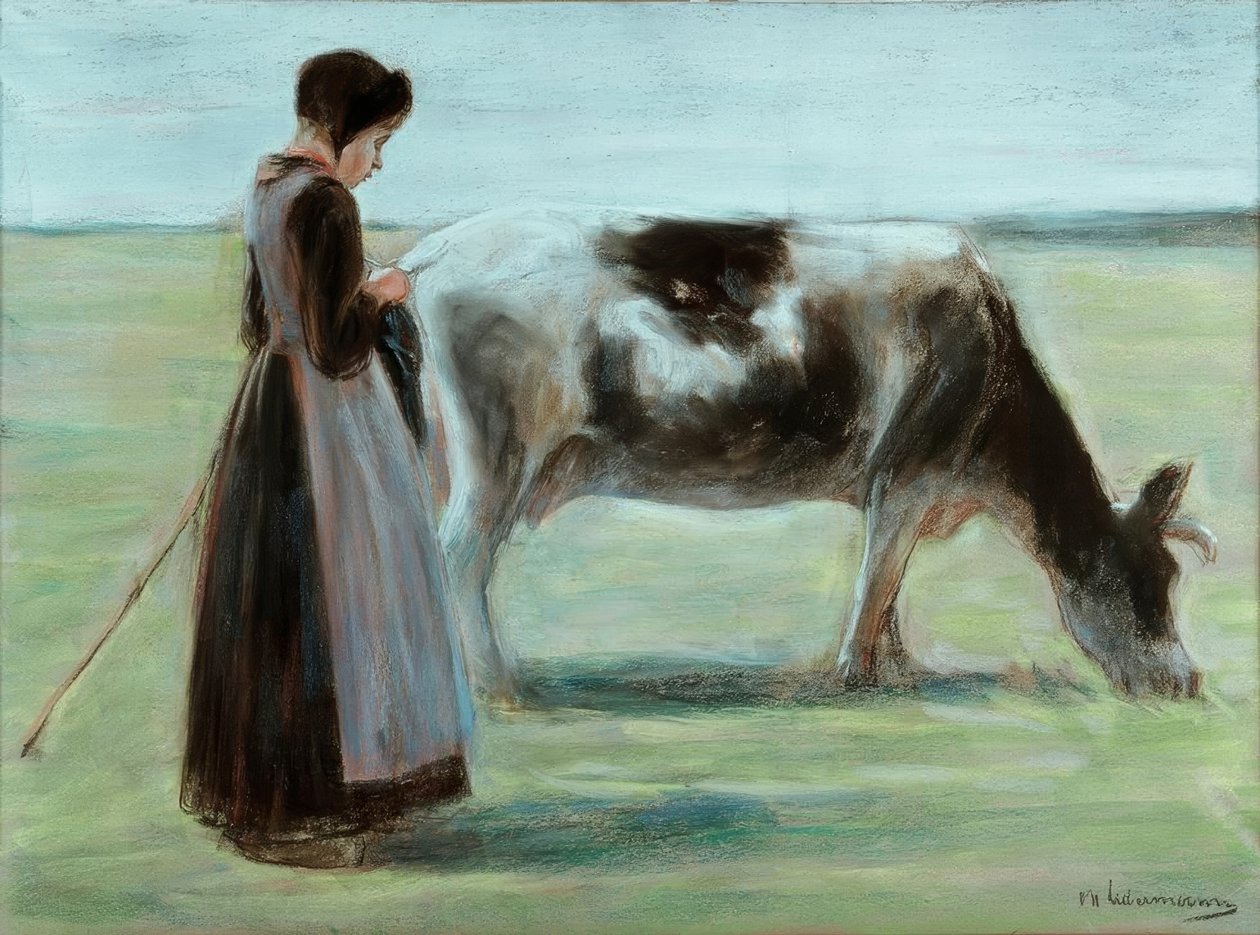 Fille avec vache - Max Liebermann
