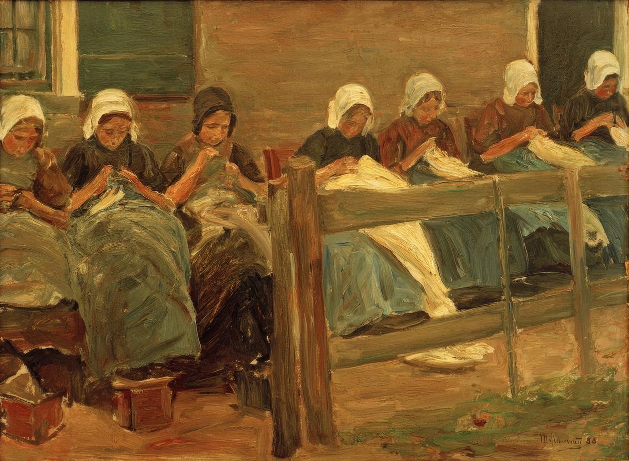 Jeunes filles cousant à Huyzen - Max Liebermann