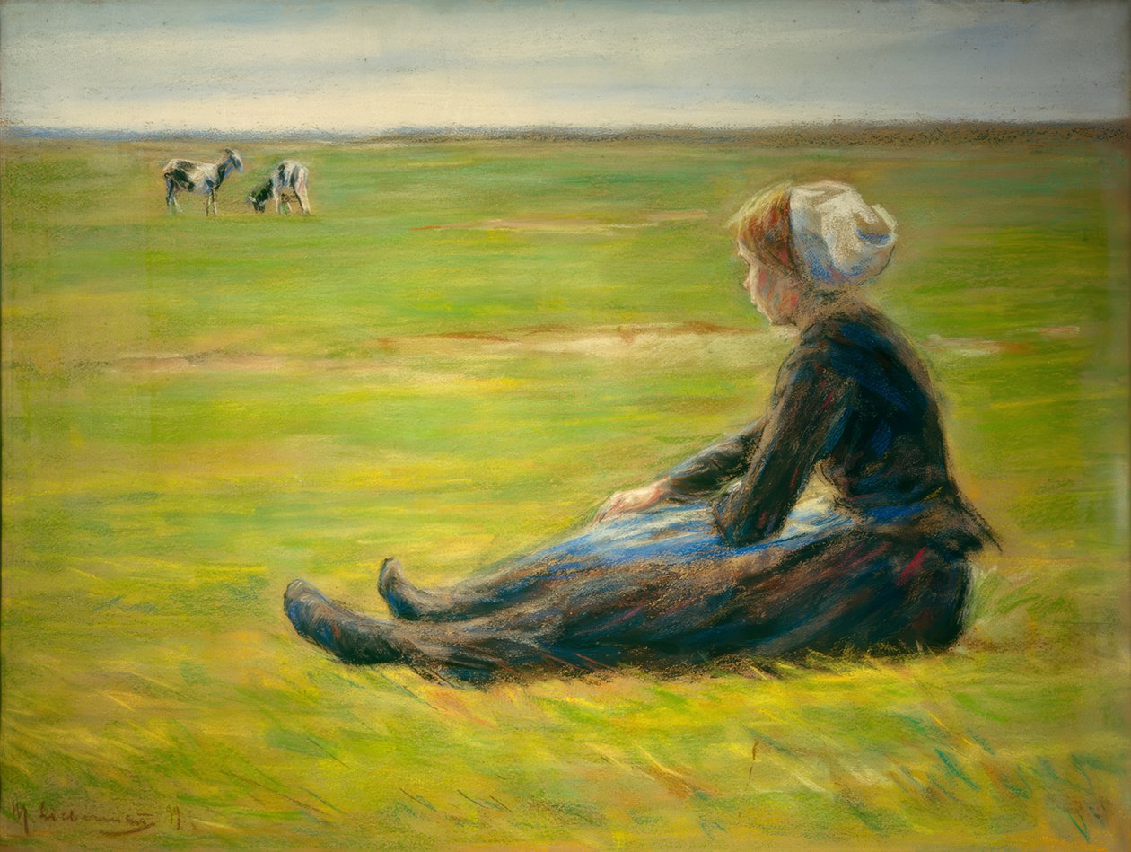 Bergère de chèvres dans les dunes - Max Liebermann