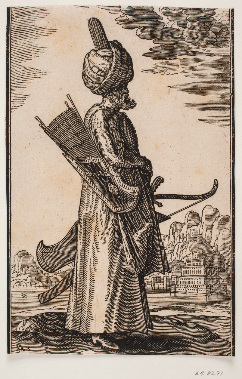 Archer debout, profil vers la droite - Melchior Lorck
