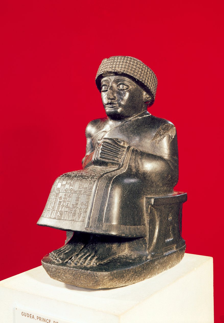 Gudea, prince de Lagash, statue dédiée à Ningizzada, néo-sumérienne, de Telloh, ancienne Girsu, vers 2130 av. J.-C. - Mesopotamian