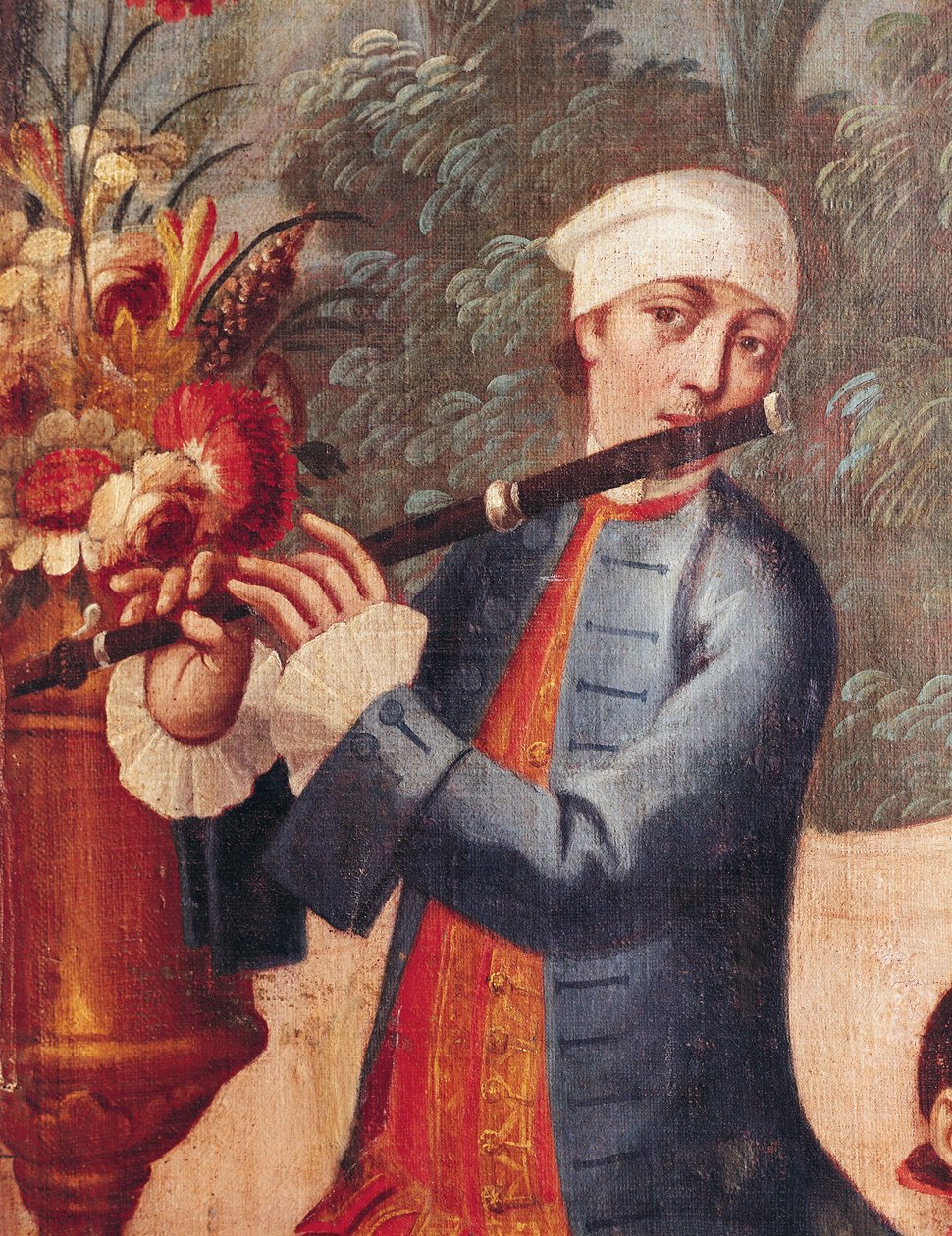 Un flûtiste, détail d
