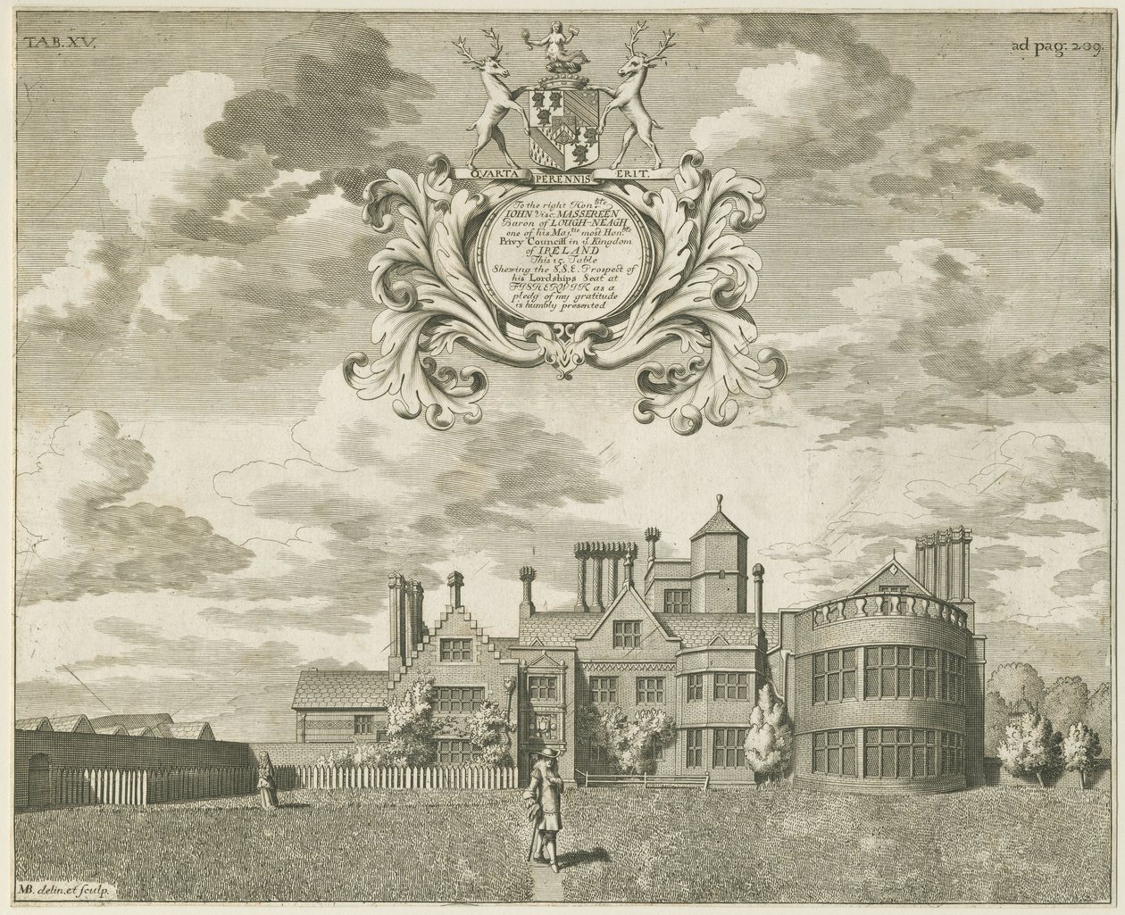 Fisherwick Hall : gravure sur cuivre, nd [1653-1686] - Michael Burghers