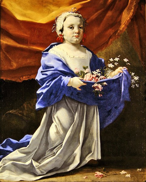 Jeune fille portant des fleurs - Michel Dorigny