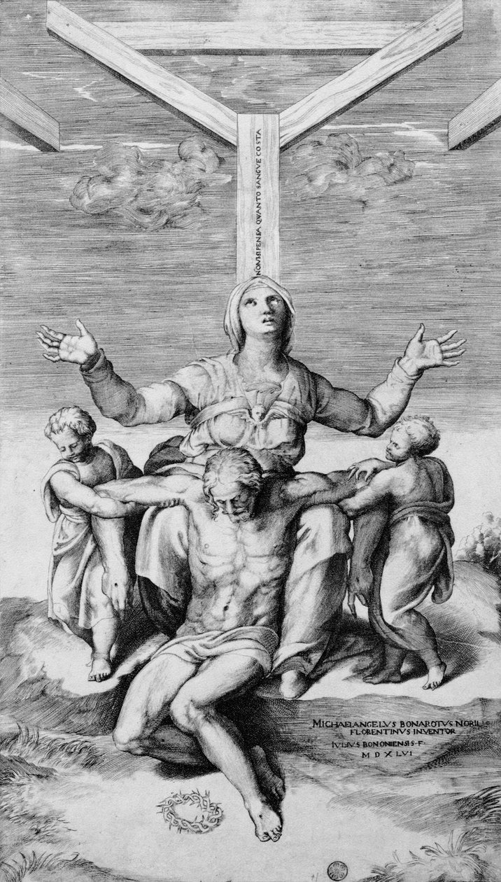 Pietà, gravée par Giulio Bonasone, 1556 - Michelangelo Buonarroti