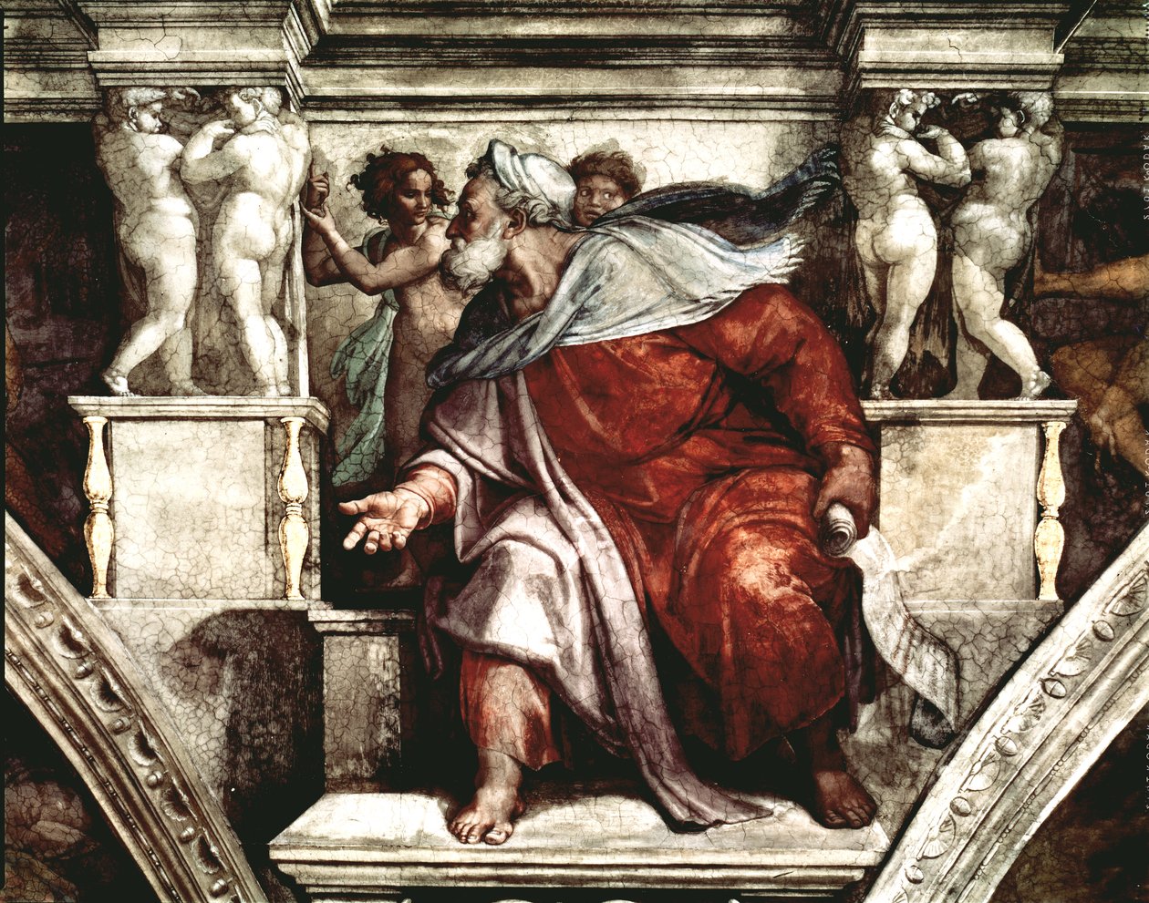 Plafond de la Chapelle Sixtine : Le Prophète Ézéchiel - Michelangelo Buonarroti