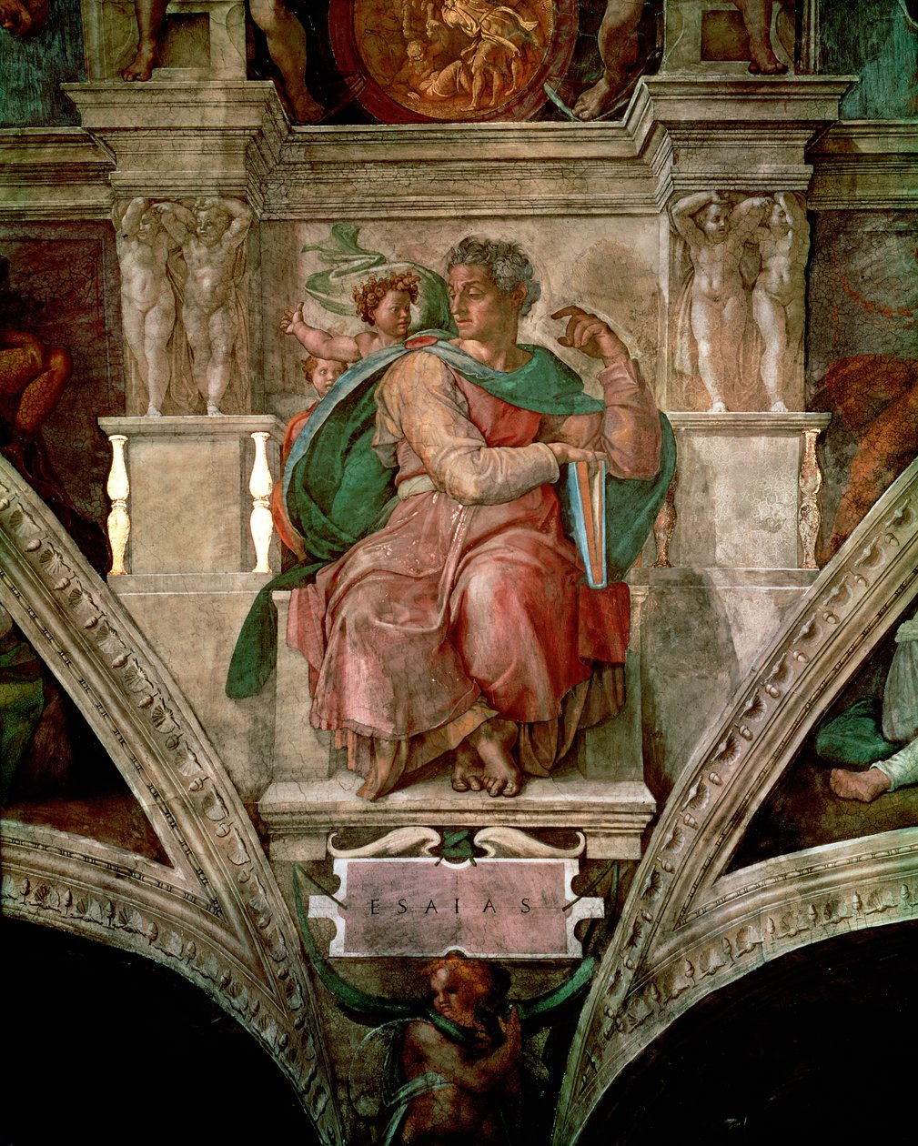 Plafond de la Chapelle Sixtine : Le Prophète Isaïe (avant restauration) - Michelangelo Buonarroti