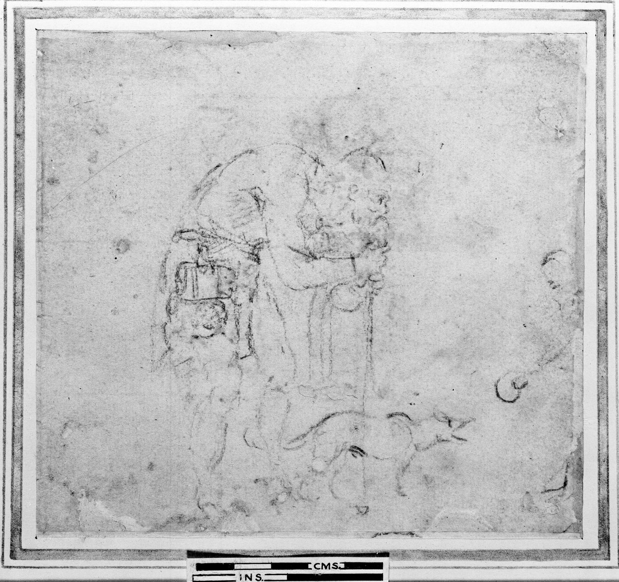 Croquis avec une figure et un chien - Michelangelo Buonarroti