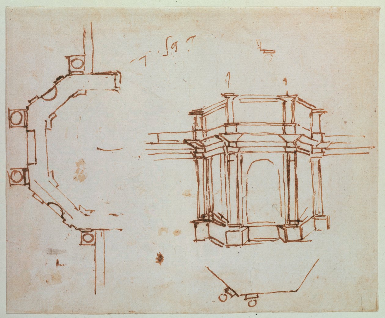 W.24r Croquis architectural - Michelangelo Buonarroti
