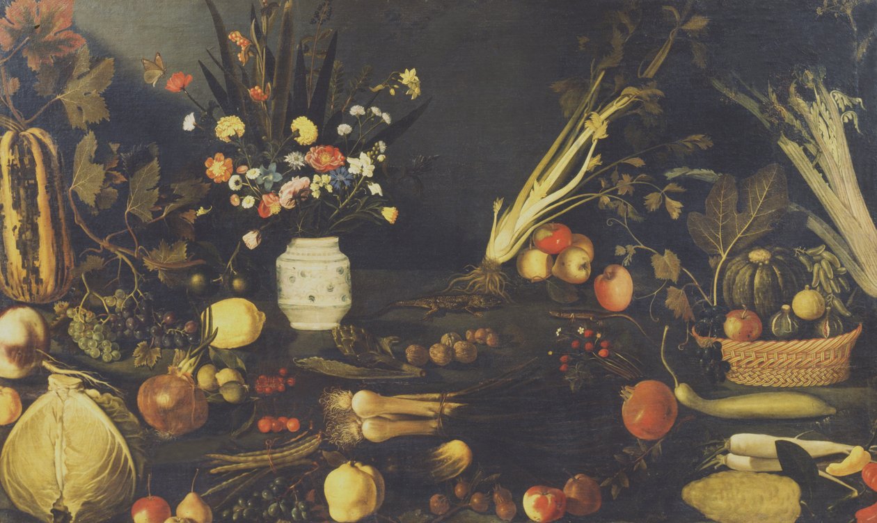 Nature morte de fleurs, fruits et légumes, vers 1594 - Michelangelo Merisi Caravaggio