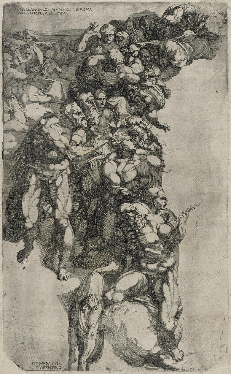 Groupe du Jugement dernier de Michel-Ange, gravé par Domenico del Barbiere, 1540-50 - Michelangelo after Buonarroti