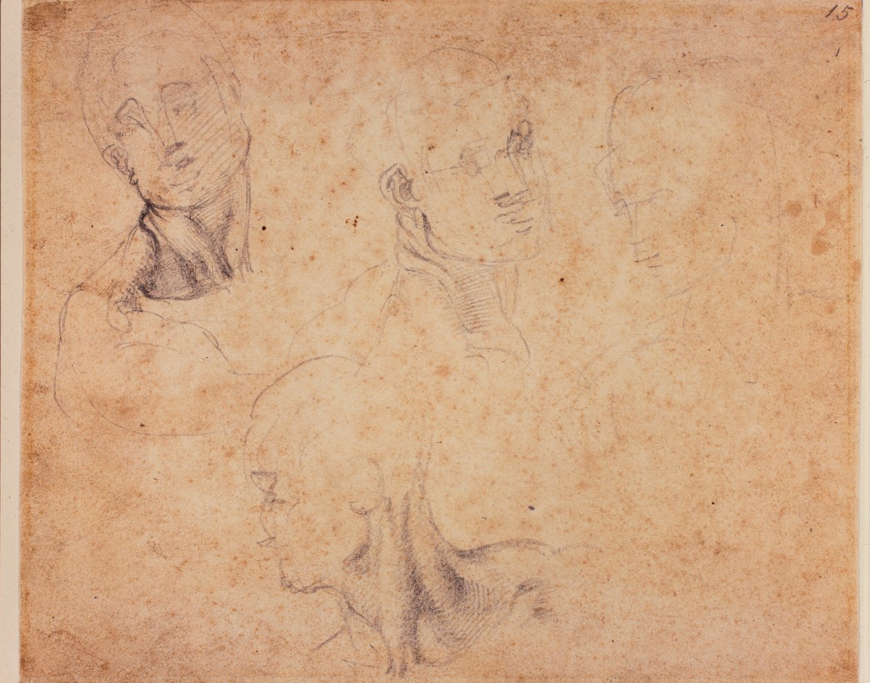 Quatre études de têtes masculines - Michelangelo (after) Buonarroti