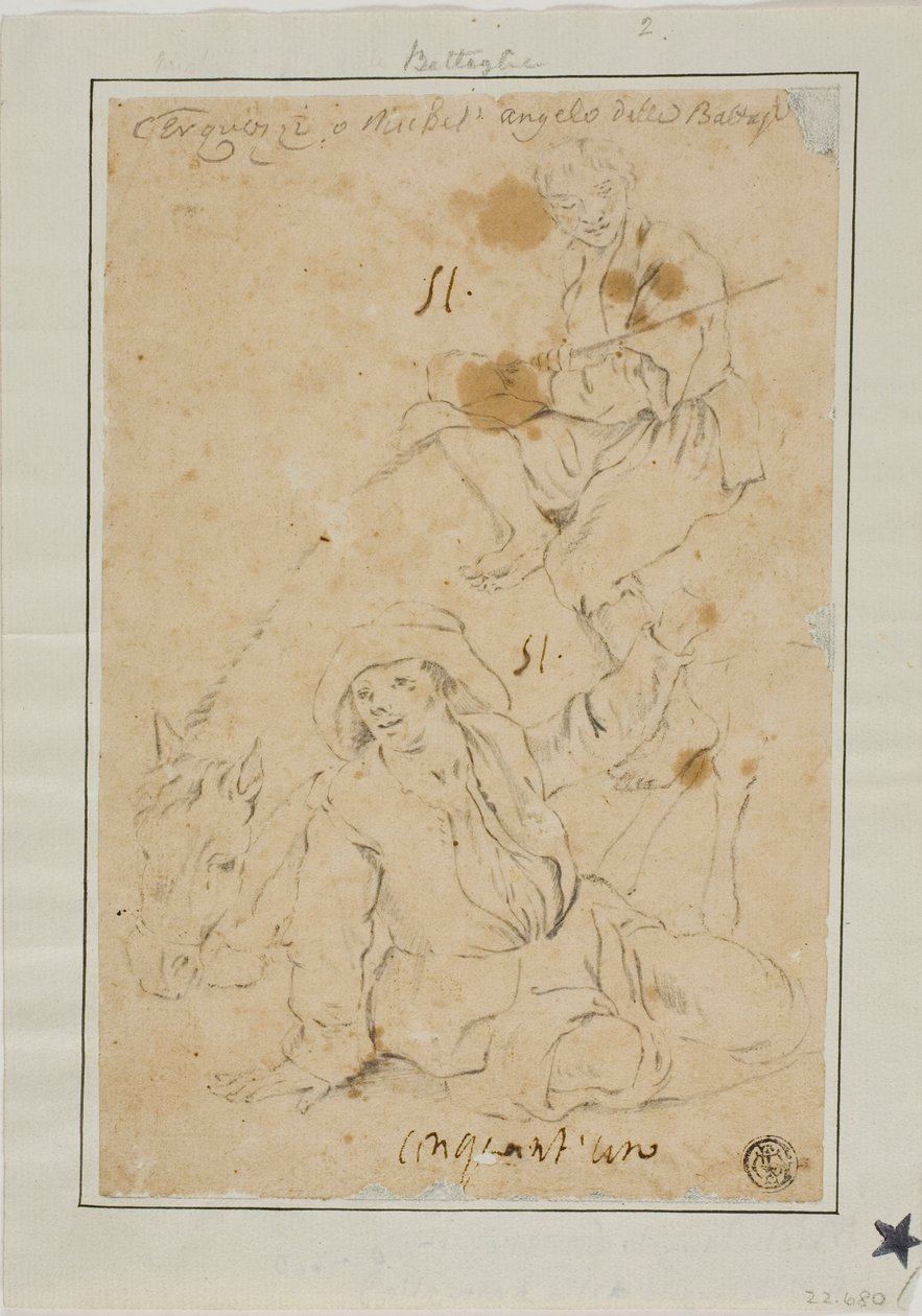 Deux paysans avec un âne - Michelangelo Cerquozzi