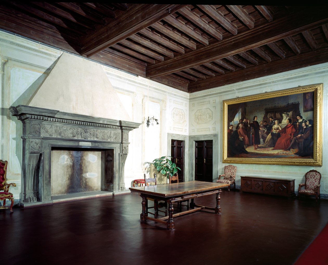 Intérieur avec cheminée du XVe siècle, Villa Medicea di Careggi - Michelozzo di Bartolommeo