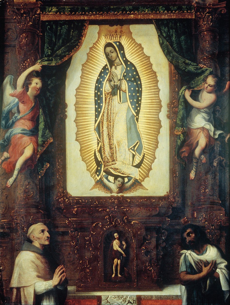 Retable de la Vierge de Guadalupe avec Saint Jean-Baptiste, Fray Juan de Zumárraga et Juan Diego - Miguel Cabrera