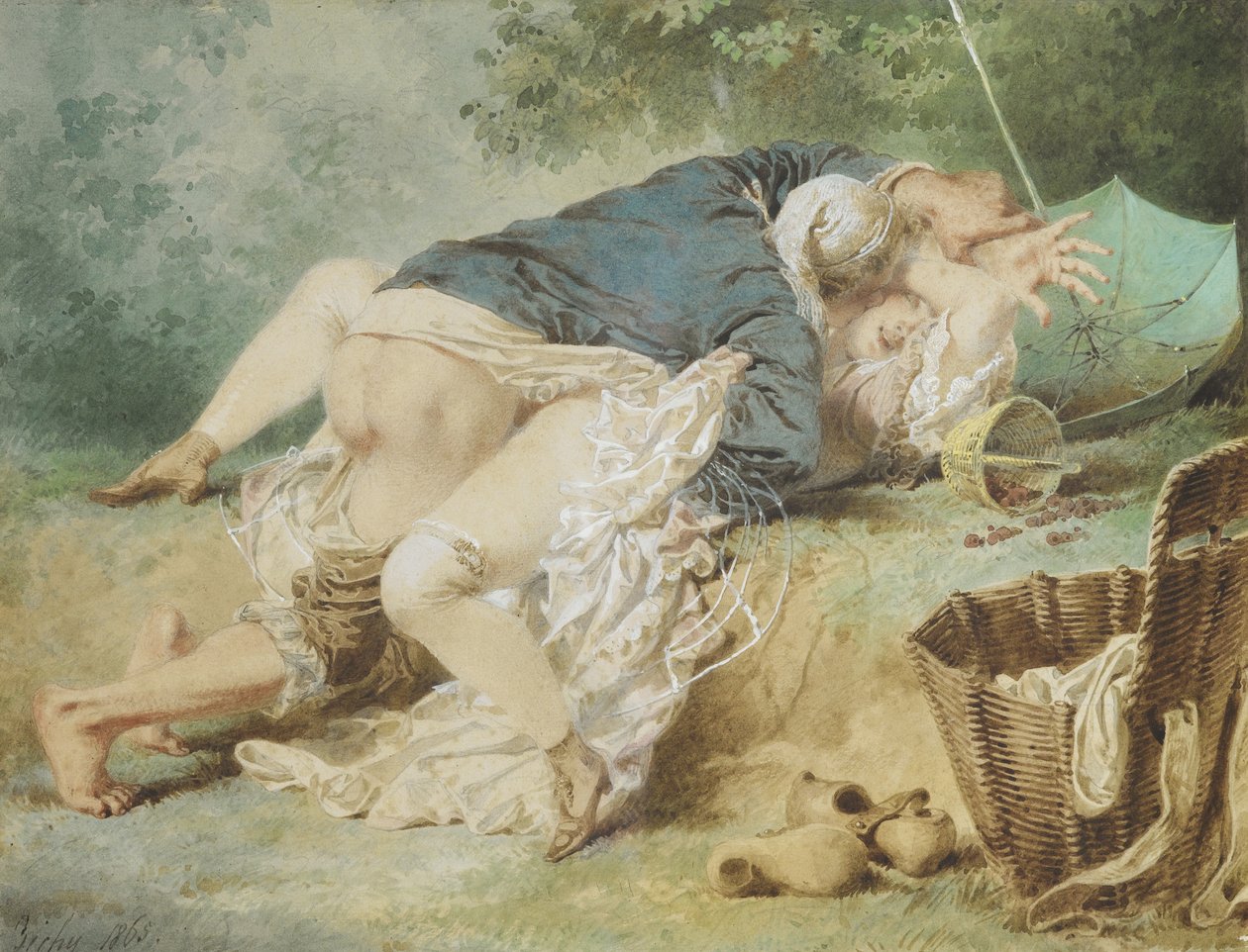 Amoureux dans un parc, 1865 - Mihaly von Zichy