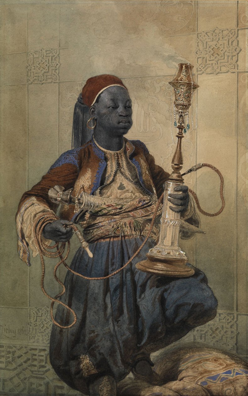 Nubien avec une pipe à eau, 1862 - Mihaly von Zichy