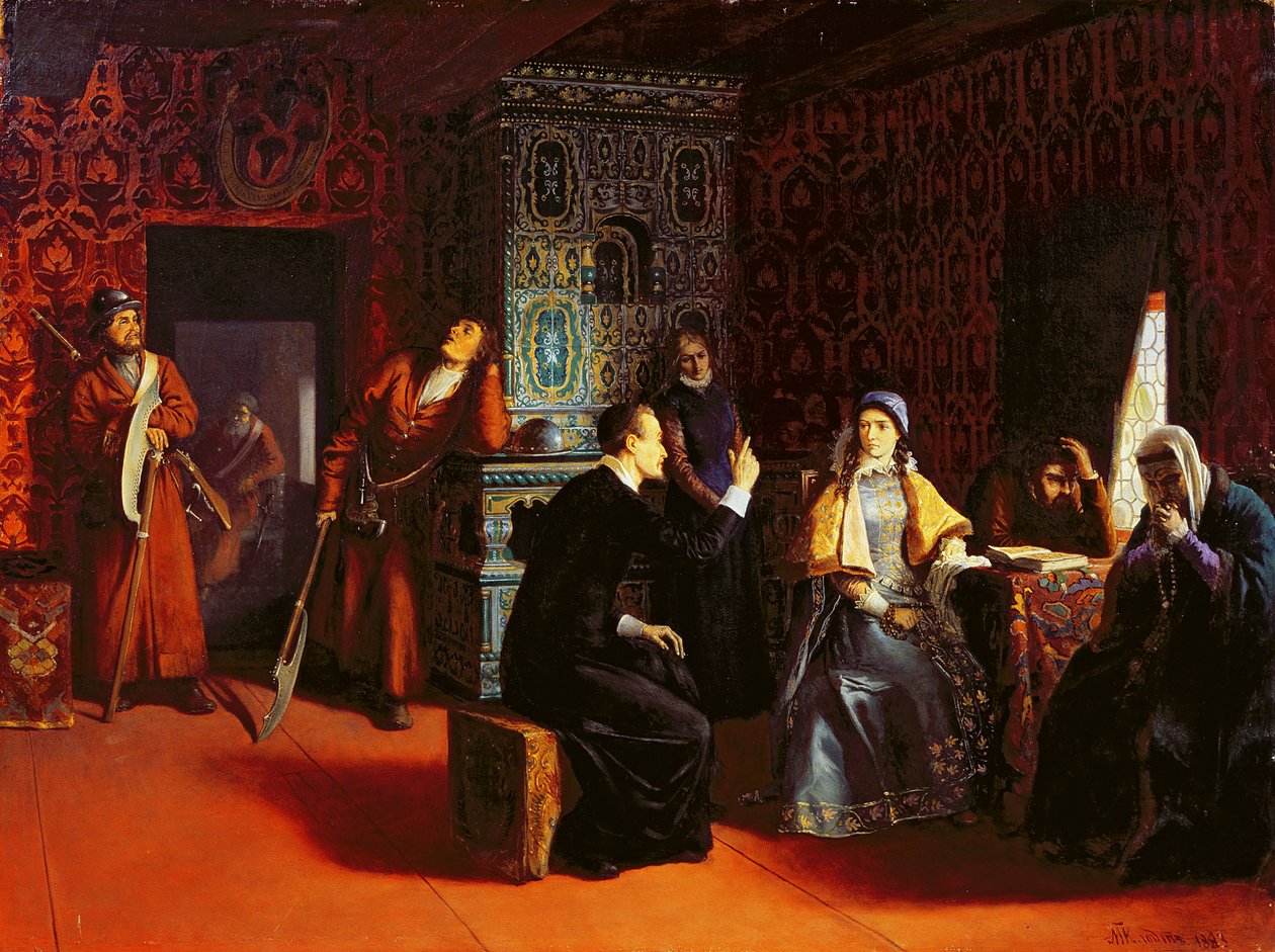 Marina Mniszech en arrestation avec un prêtre, 1883 - Mikhail Konstantinovich Klodt