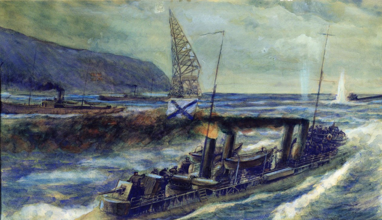 Le sous-marin allemand U 56 coulé par le destroyer russe Grozovoi en mer de Barents le 20 octobre 1916, 1940 - Mikhail Mikhailovich Semyonov