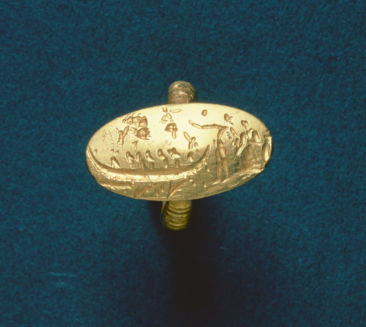 Bague-sceau, Minoen tardif, c.1500 av. J.-C. (or) - Minoan