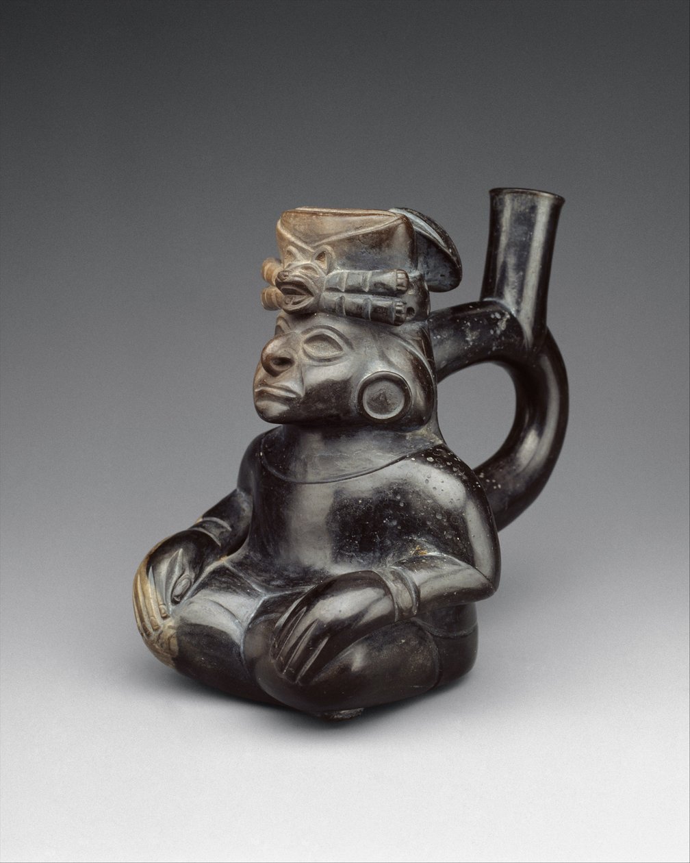 Bouteille en forme de figure assise, 2e-5e siècle - Moche Moche