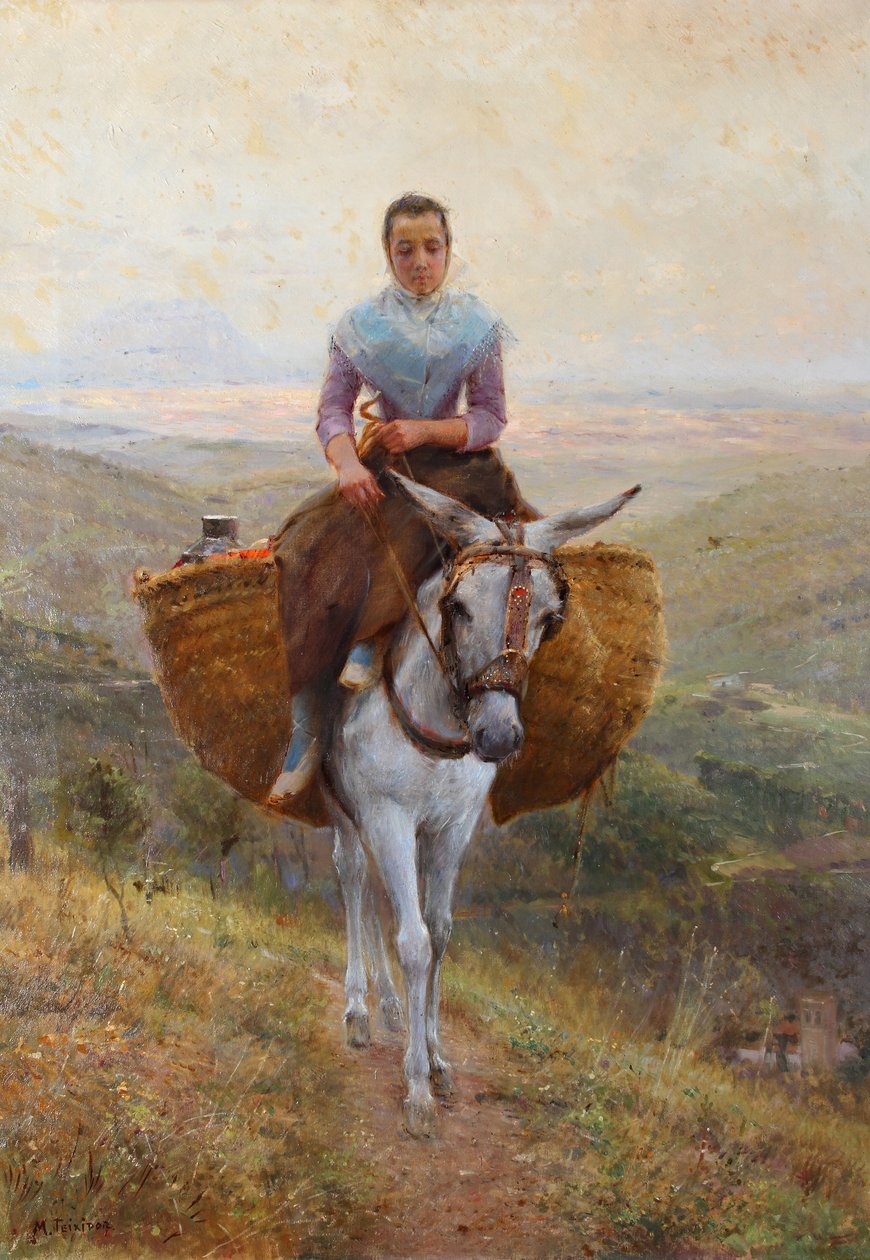 Femmes montant un âne - Modesto Teixidor y Torres