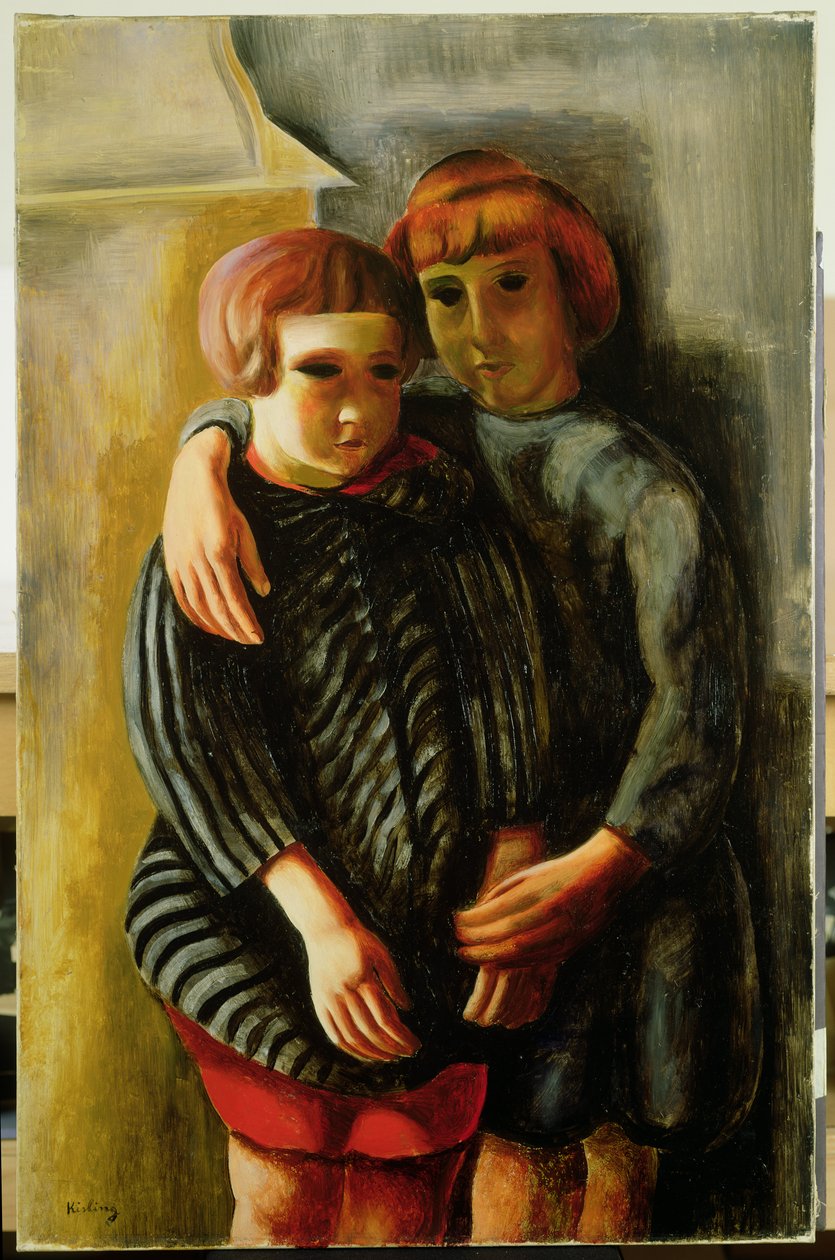 Deux enfants (huile sur toile) - Moise Kisling