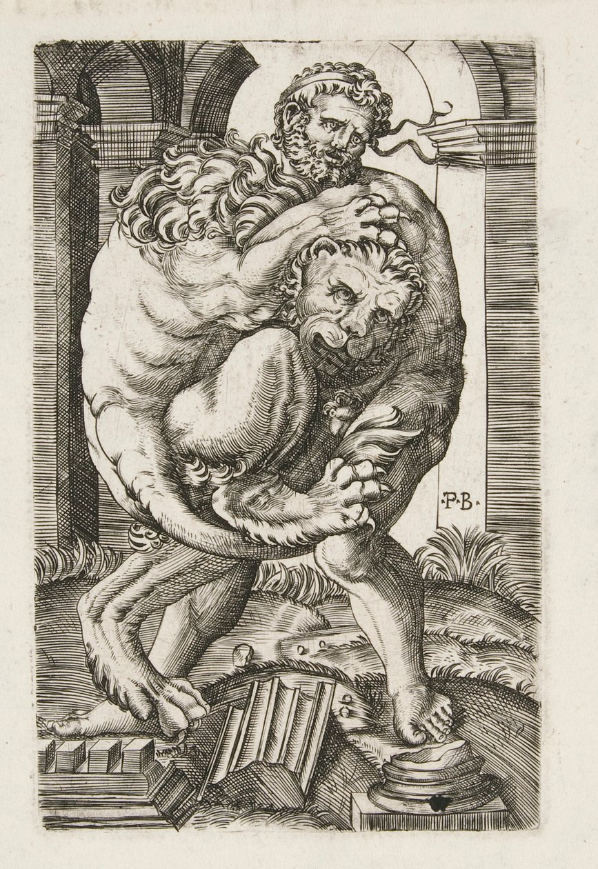 Hercule et le lion de Némée - Monogrammist B
