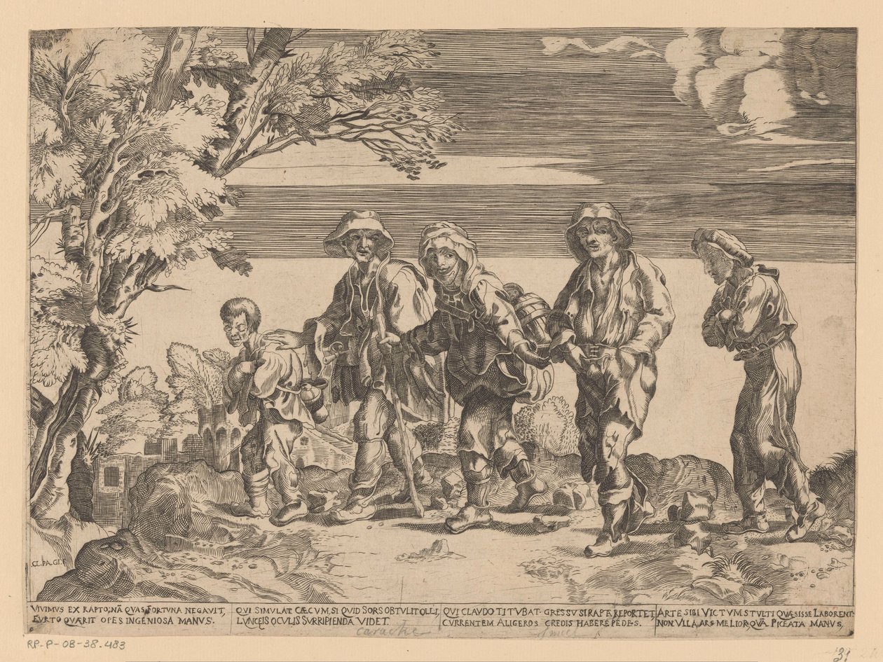 Groupe de mendiants dans un paysage - Monogrammist CLPAGI