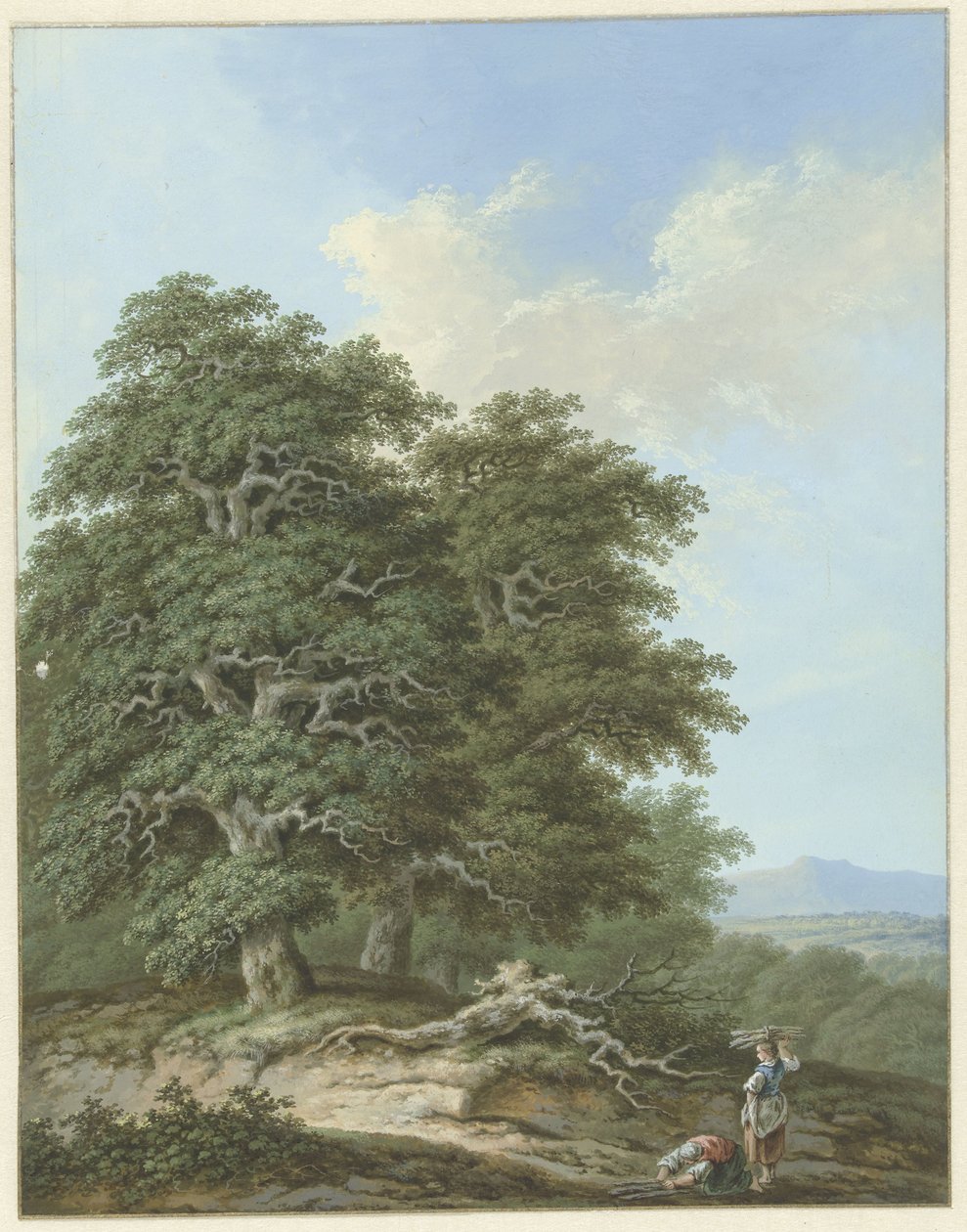 Paysage avec deux femmes portant des fagots - Monogrammist FWH (possibly)