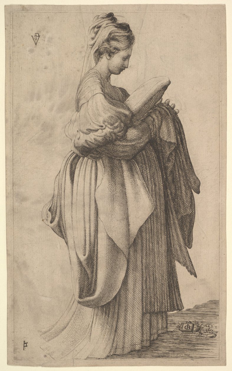 Figure féminine tenant un coussin, 1643 - Monogrammist VCP