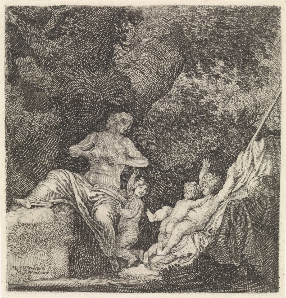 Femme avec trois enfants - Moyses van Wtenbrouck