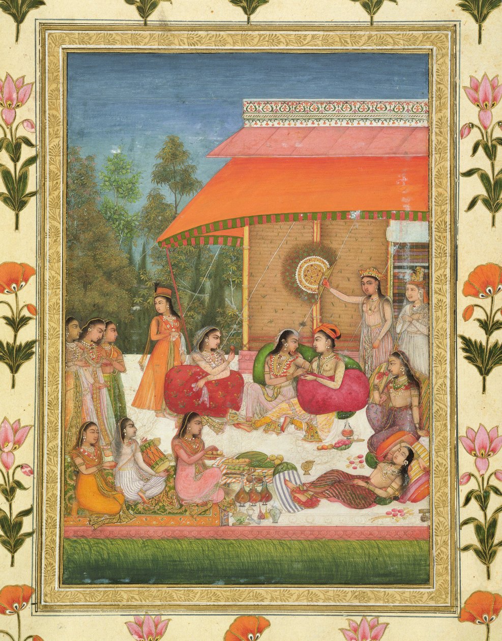 Dames festoyant, du Petit Album Clive - Mughal School